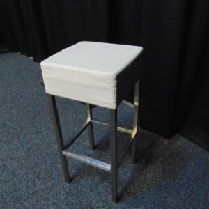 Barkruk Luxe rvs met witte vierkante zitting